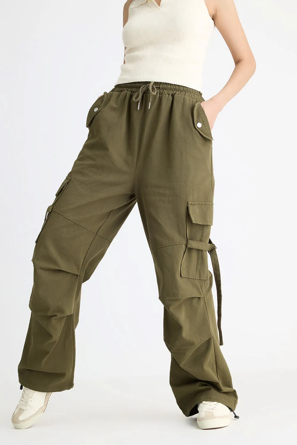 2-Tone Olive Green Flap Cargo