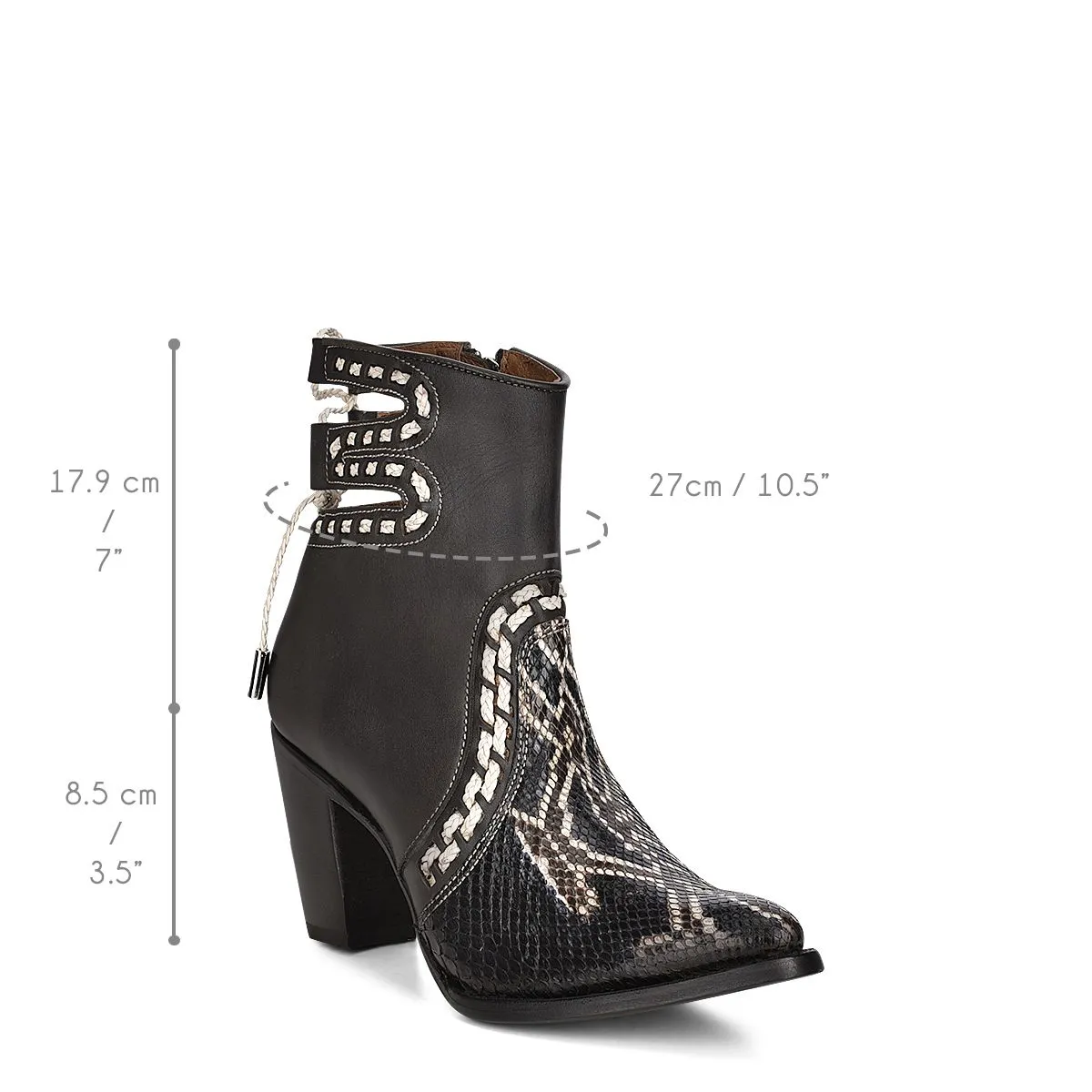 3F93PH - Cuadra black fashion phyton leather ankle boots for women.