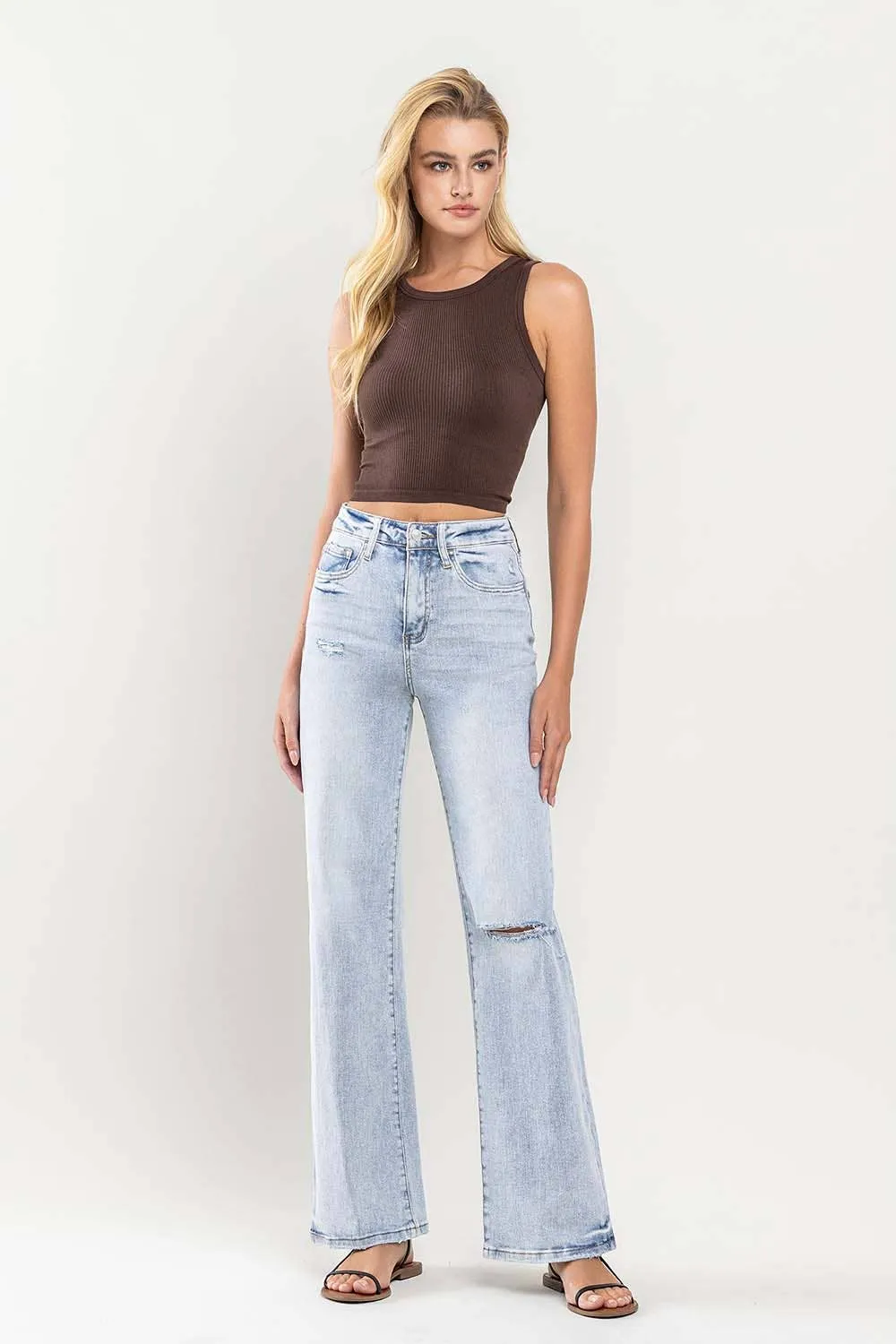 90'S VINTAGE SUPER HIGH RISE FLARE JEANS