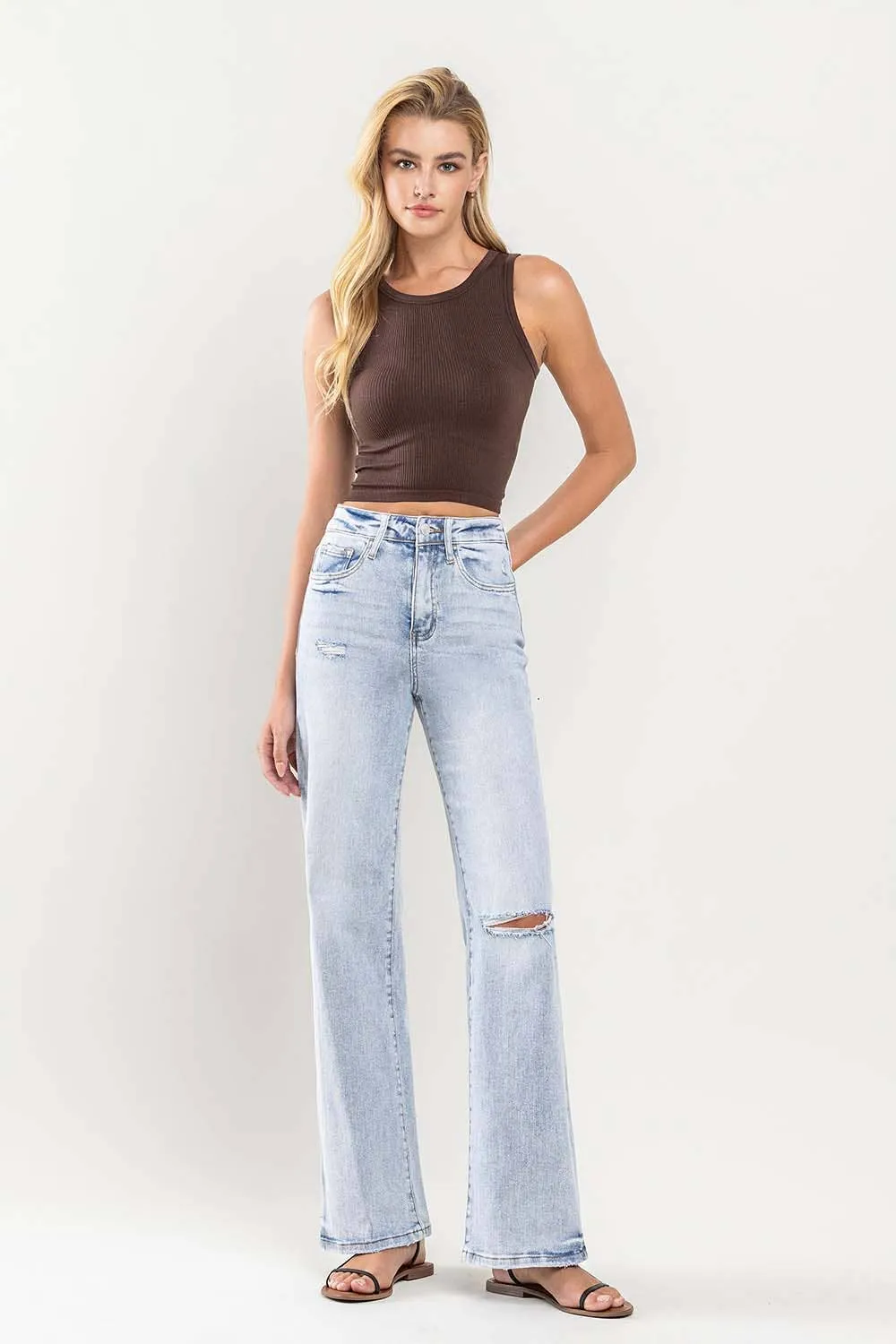 90'S VINTAGE SUPER HIGH RISE FLARE JEANS