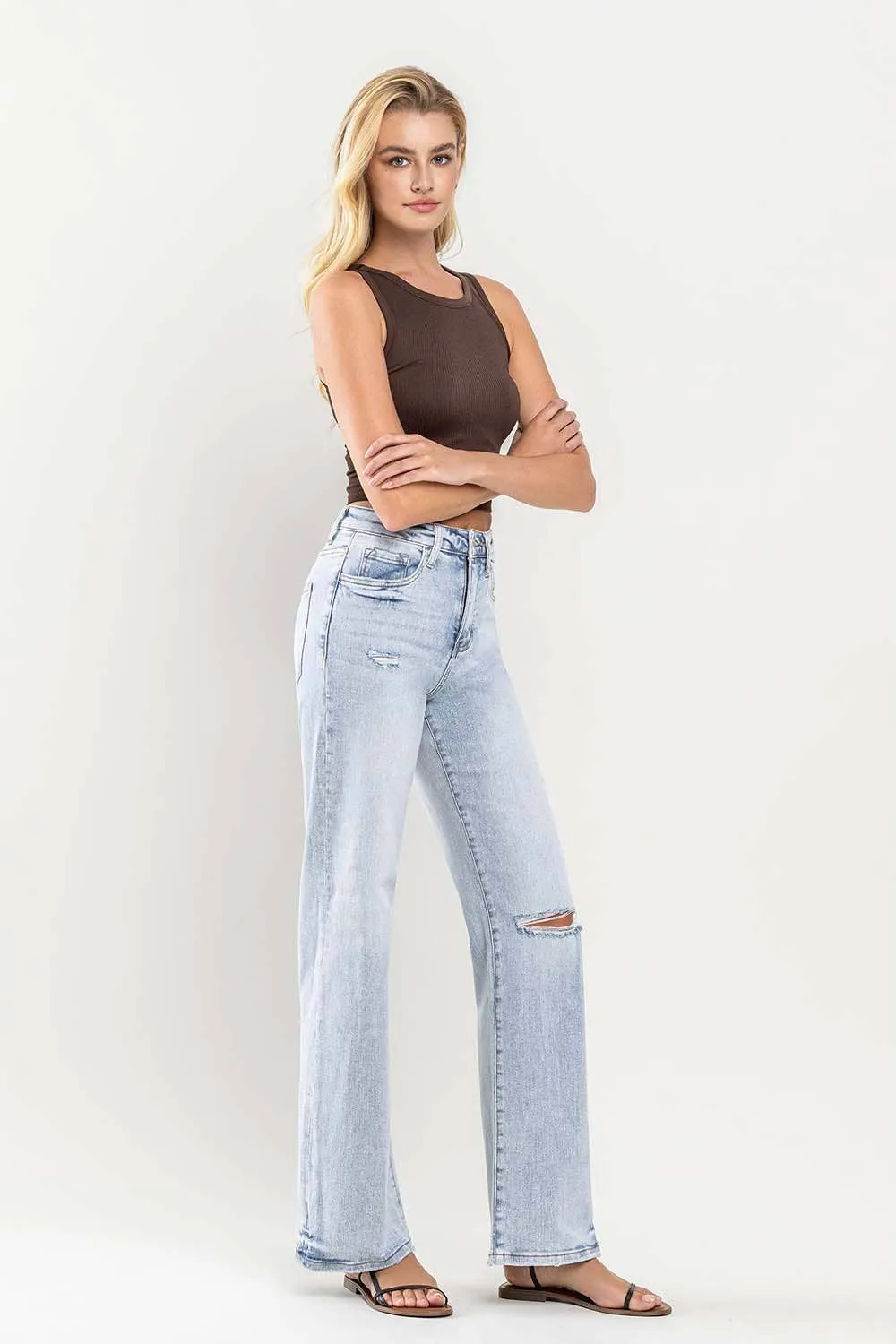 90'S VINTAGE SUPER HIGH RISE FLARE JEANS