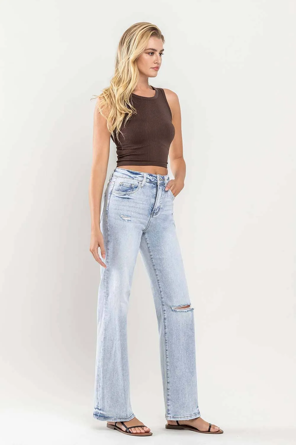 90'S VINTAGE SUPER HIGH RISE FLARE JEANS