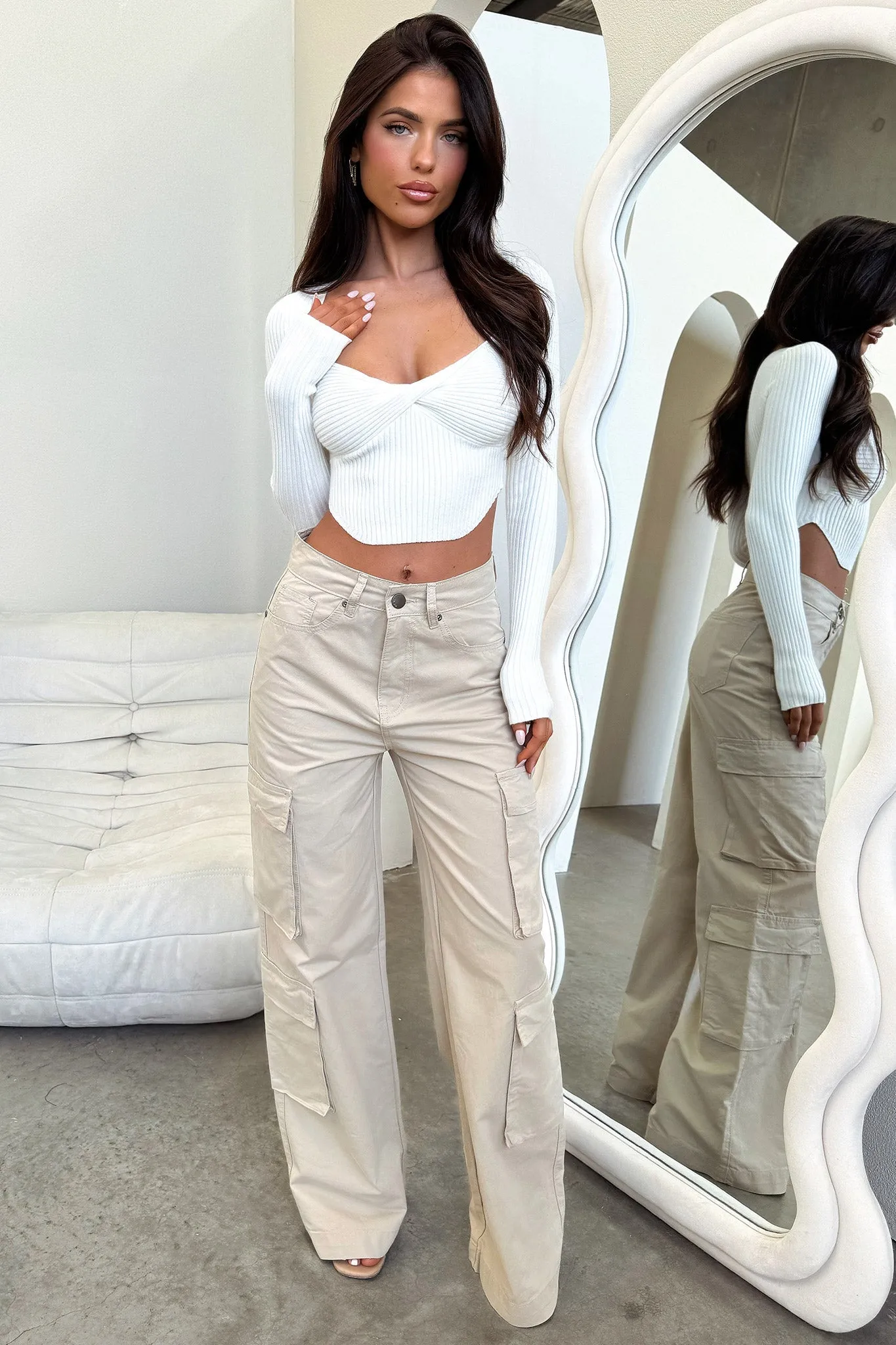 Alyssa Cargo Pants - Beige