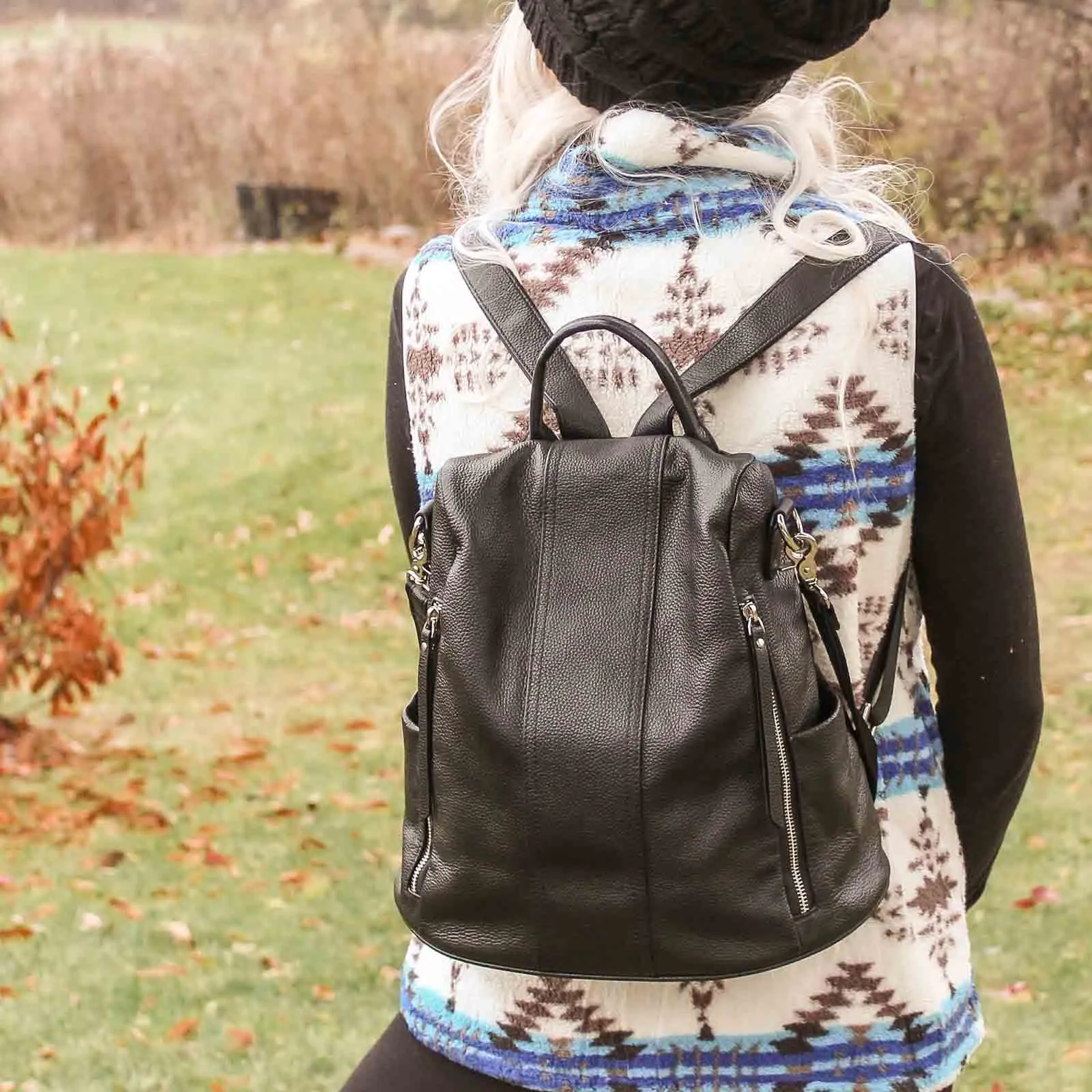 Anti-theft Soft Leather Women Backpack