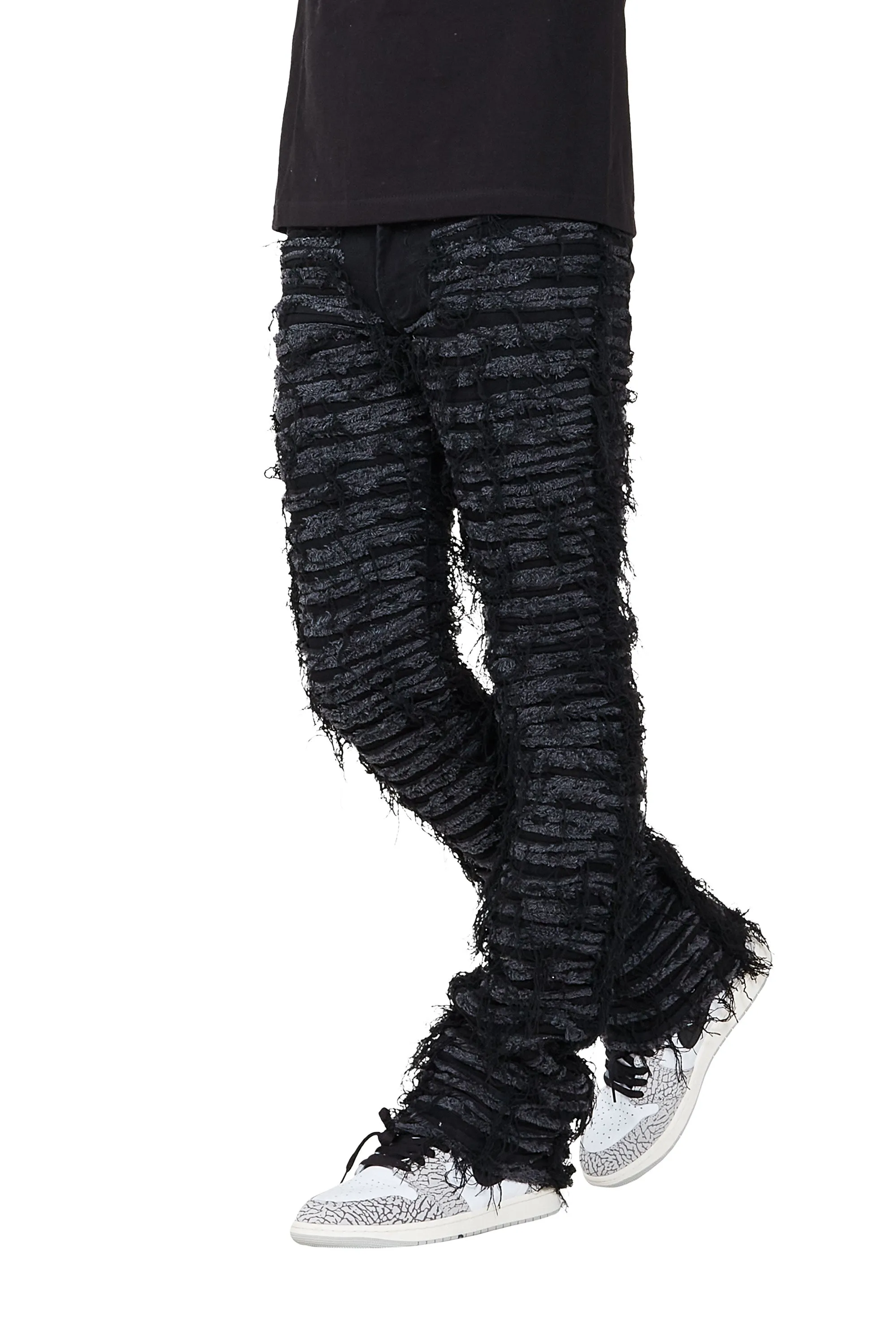 Baelor Jet Black Stacked Flare Jean