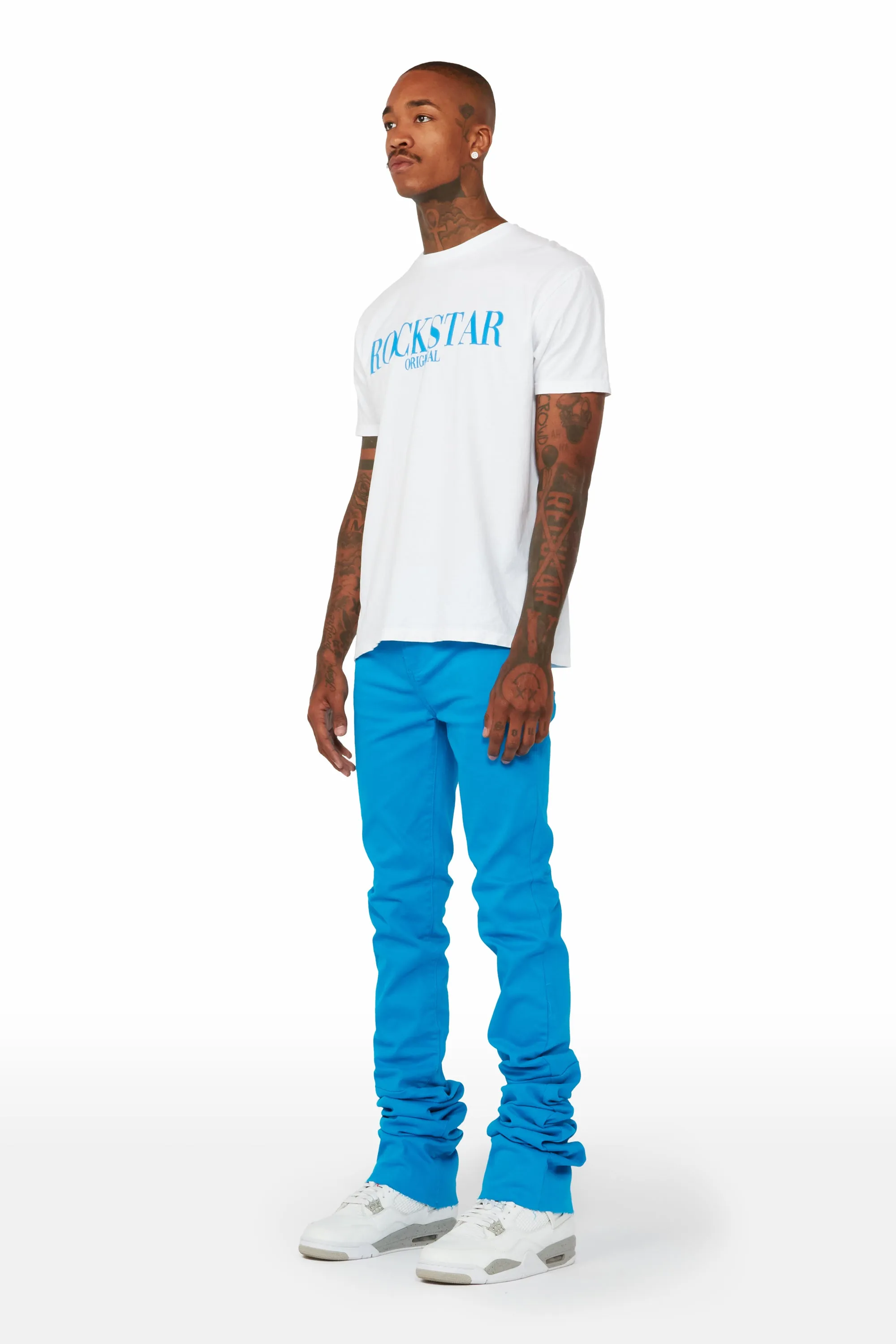 Benett Turquoise Super Stacked Flare Jean