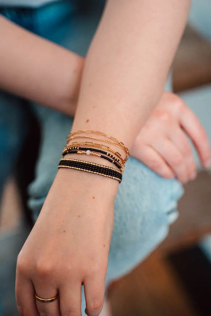 Black and Gold Beaded Bracelet