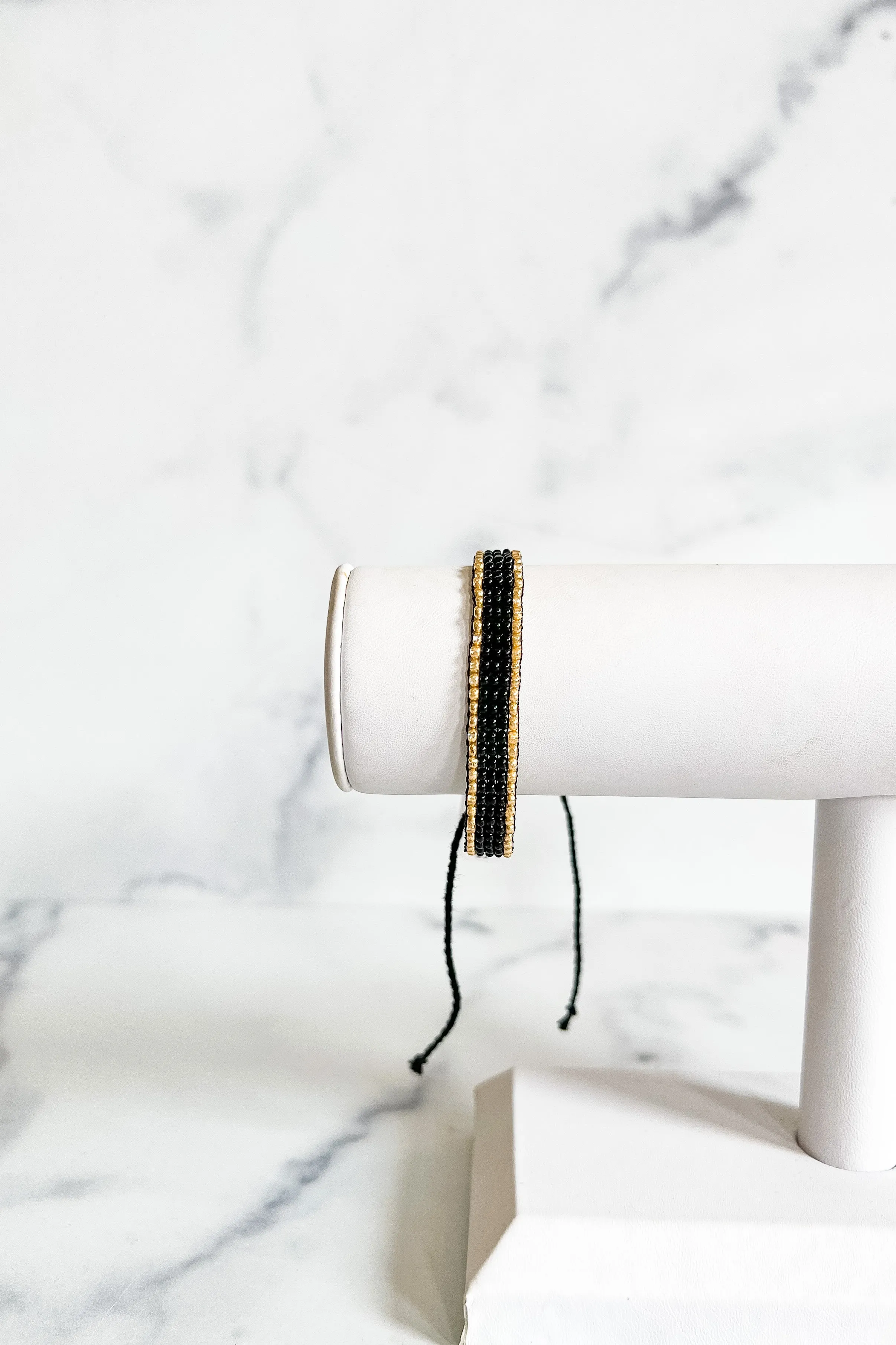 Black and Gold Beaded Bracelet