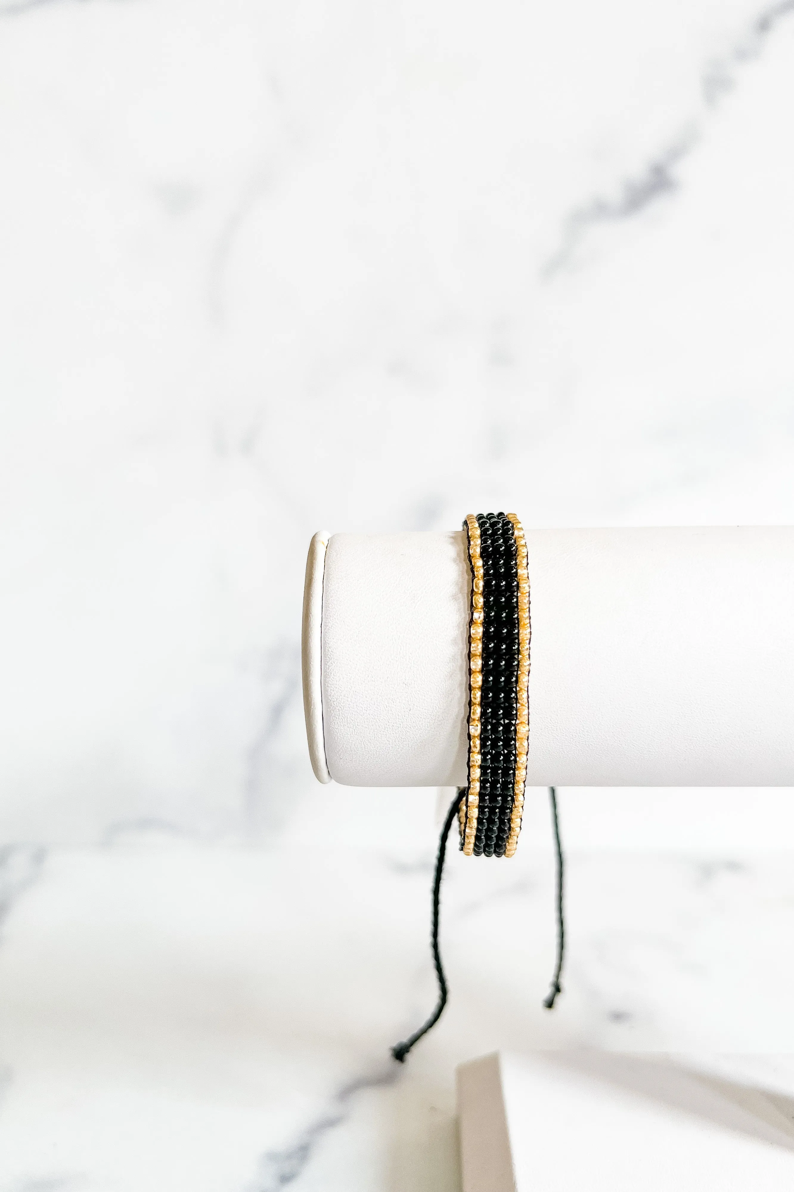 Black and Gold Beaded Bracelet