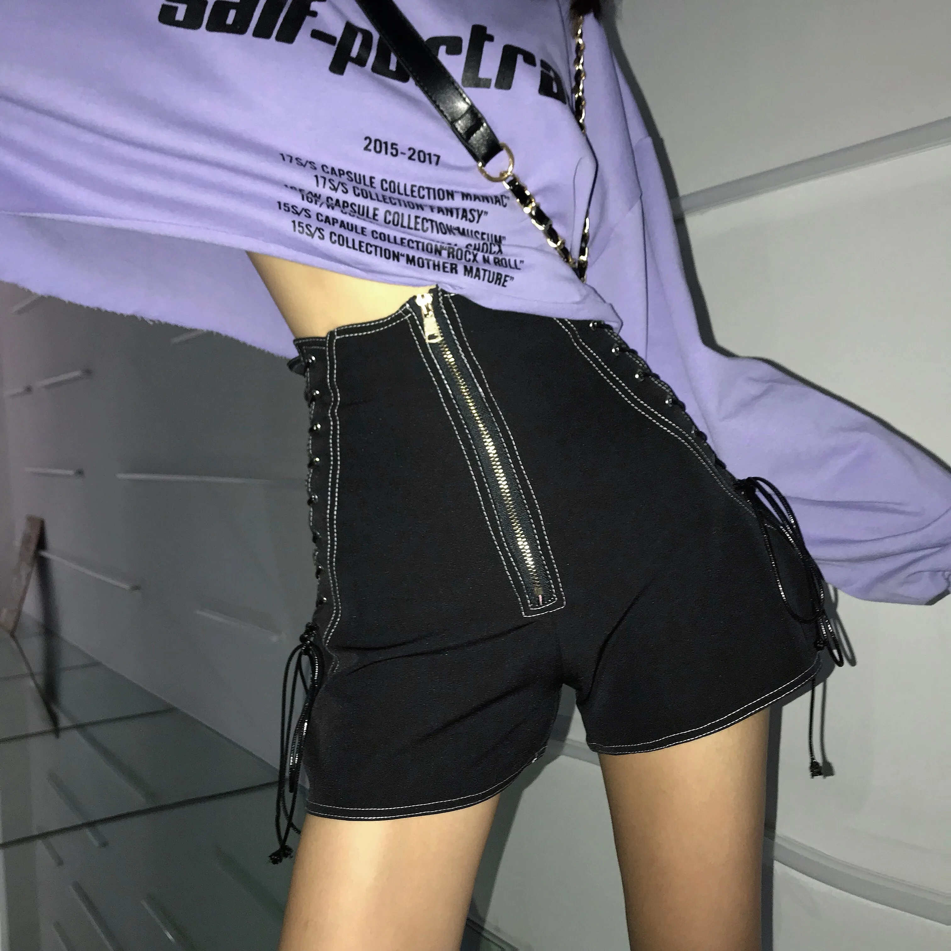 Black high waist shorts  KF2355