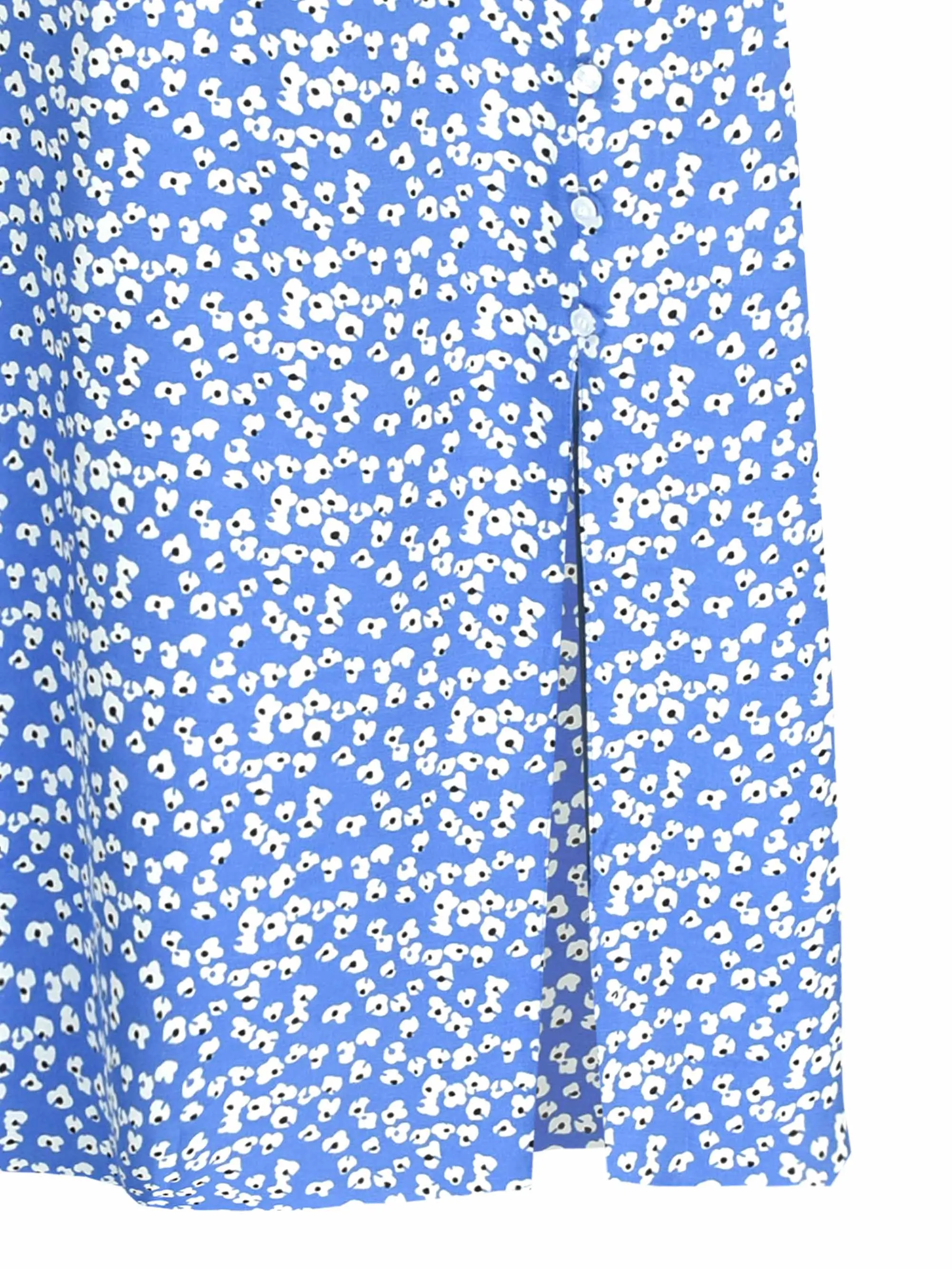 Blue Floral Button Detail Skirt