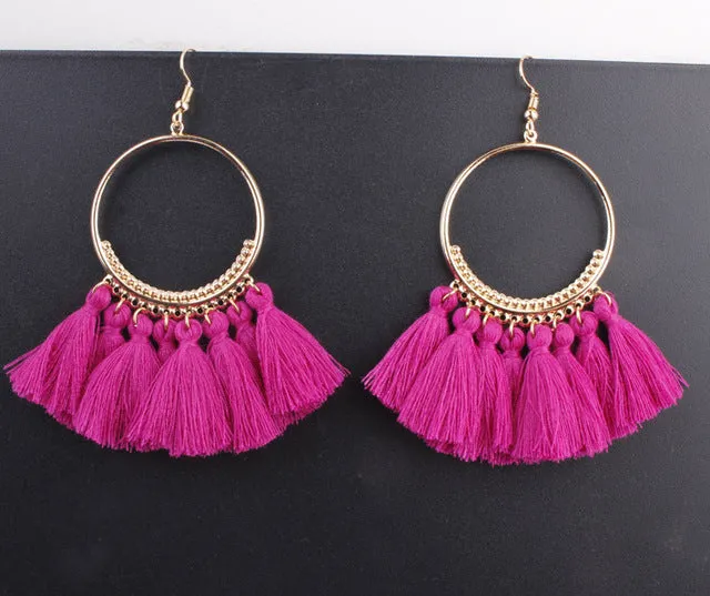 Bohemia Tassel Ethnic Big Drop Earrings