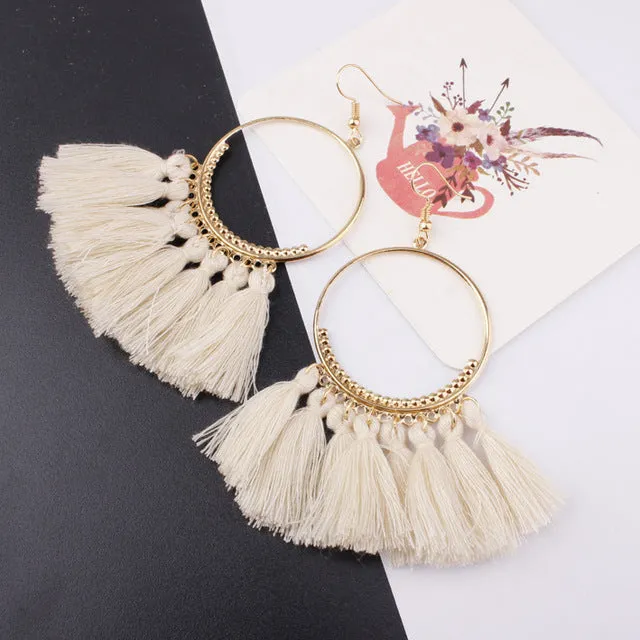 Bohemia Tassel Ethnic Big Drop Earrings