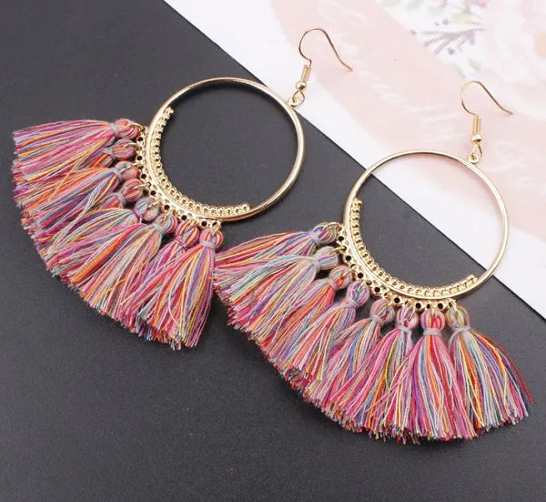 Bohemia Tassel Ethnic Big Drop Earrings