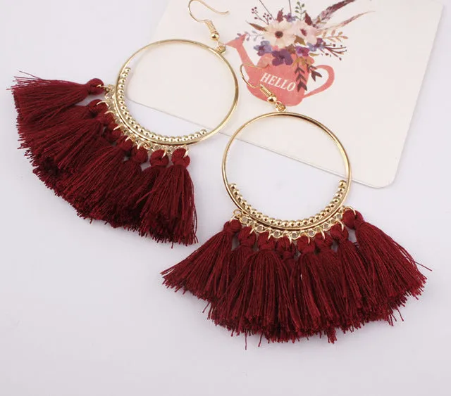 Bohemia Tassel Ethnic Big Drop Earrings