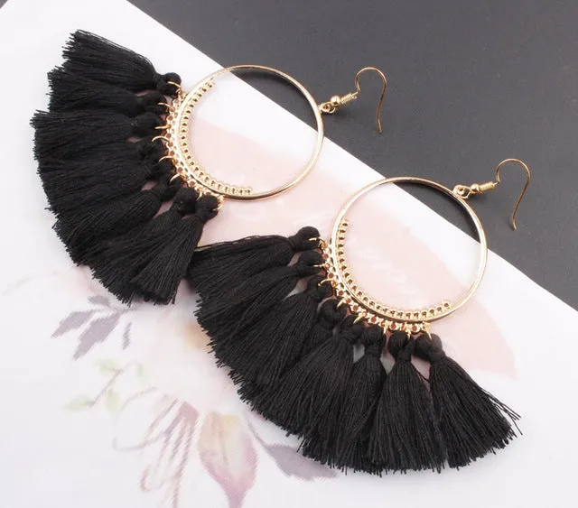 Bohemia Tassel Ethnic Big Drop Earrings