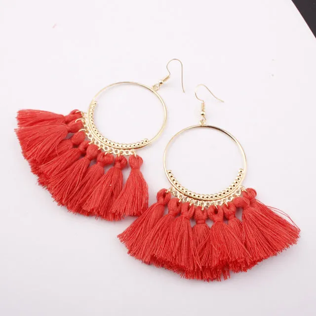 Bohemia Tassel Ethnic Big Drop Earrings