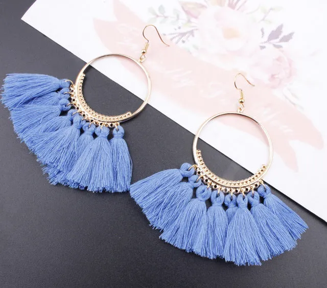 Bohemia Tassel Ethnic Big Drop Earrings