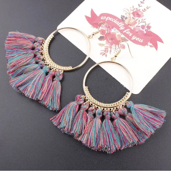 Bohemia Tassel Ethnic Big Drop Earrings