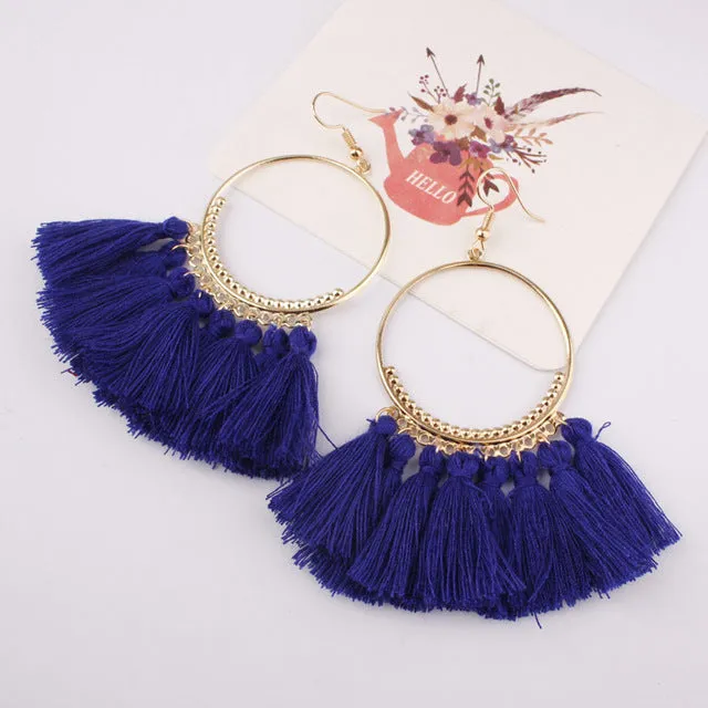 Bohemia Tassel Ethnic Big Drop Earrings