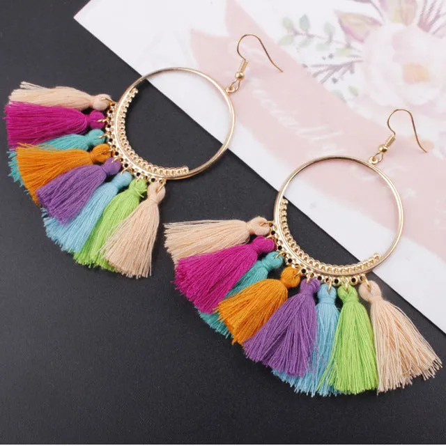 Bohemia Tassel Ethnic Big Drop Earrings