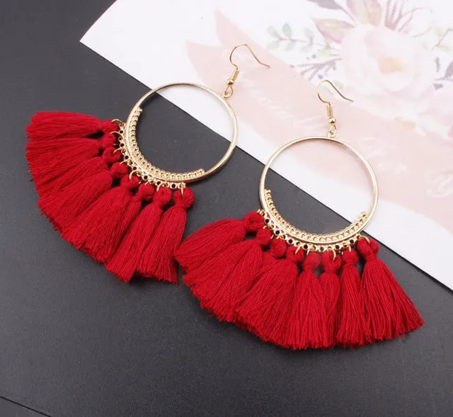 Bohemia Tassel Ethnic Big Drop Earrings