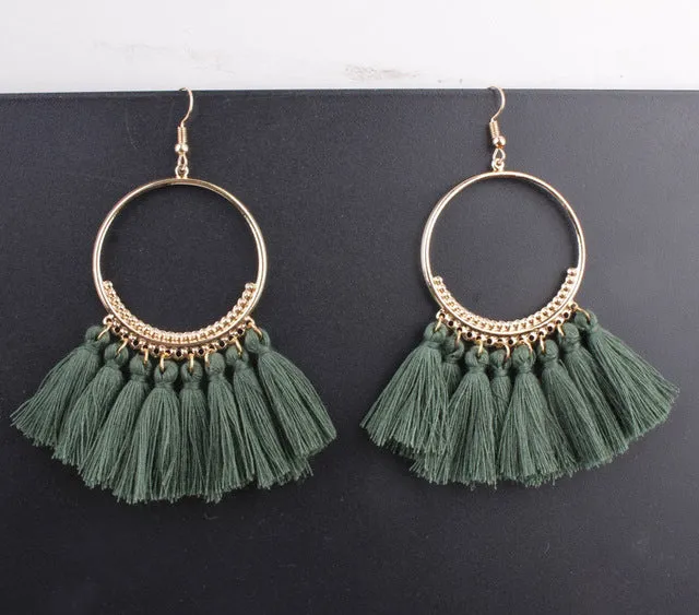 Bohemia Tassel Ethnic Big Drop Earrings