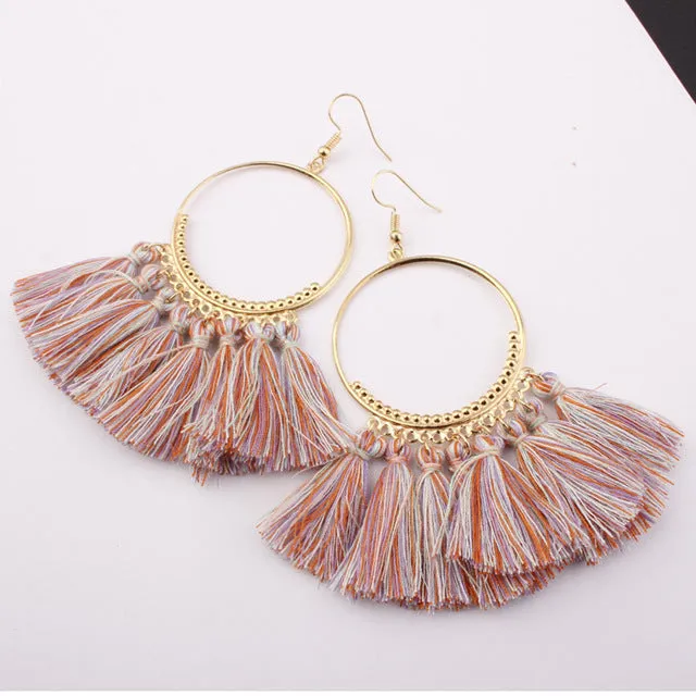 Bohemia Tassel Ethnic Big Drop Earrings