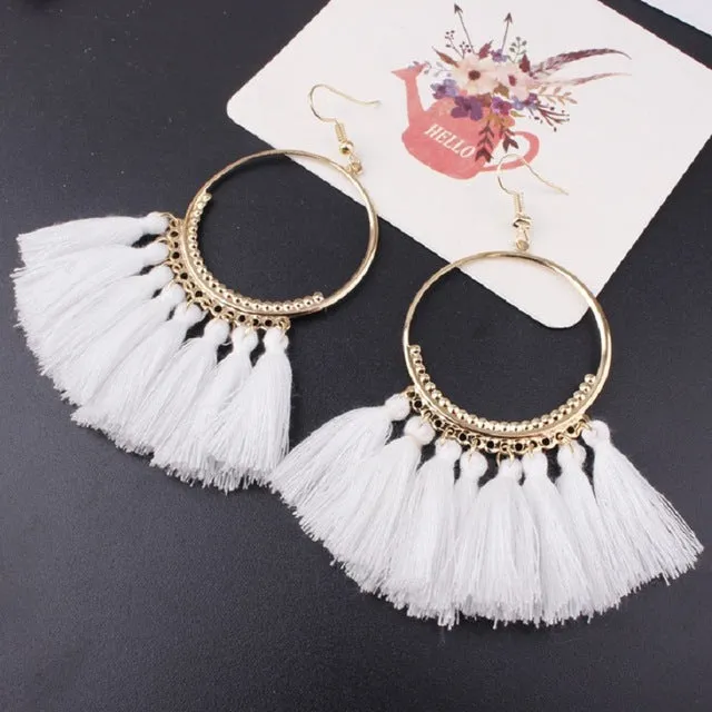 Bohemia Tassel Ethnic Big Drop Earrings