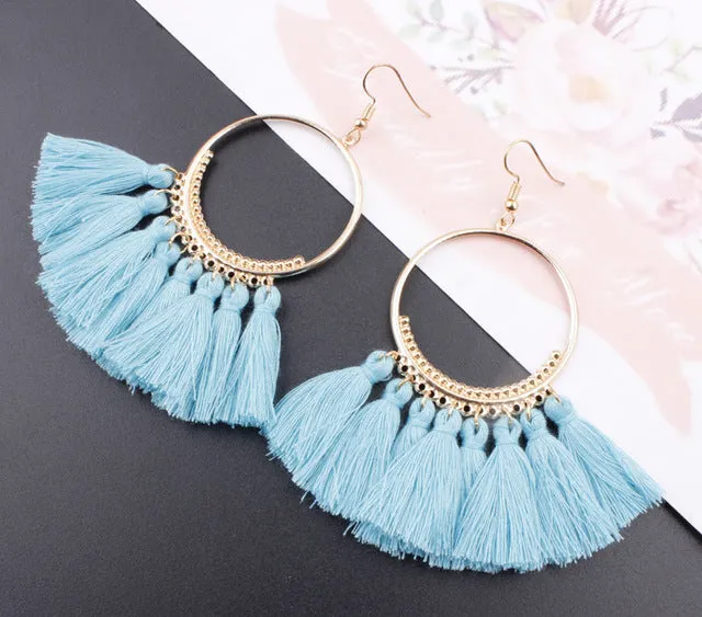 Bohemia Tassel Ethnic Big Drop Earrings