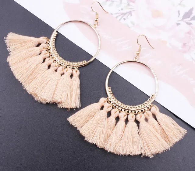 Bohemia Tassel Ethnic Big Drop Earrings