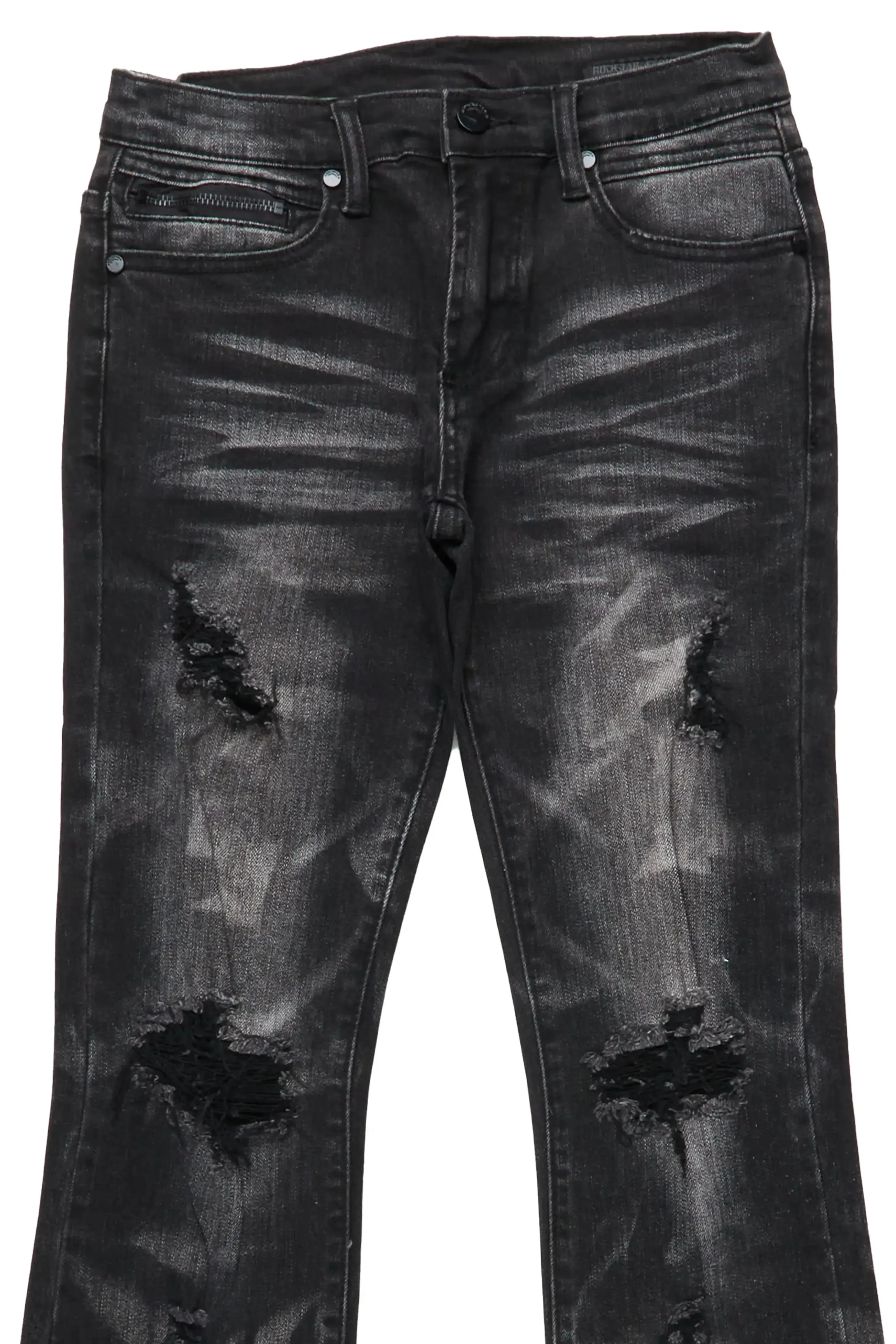 Boys Huxley Dark Grey Super Stacked Flare Jean