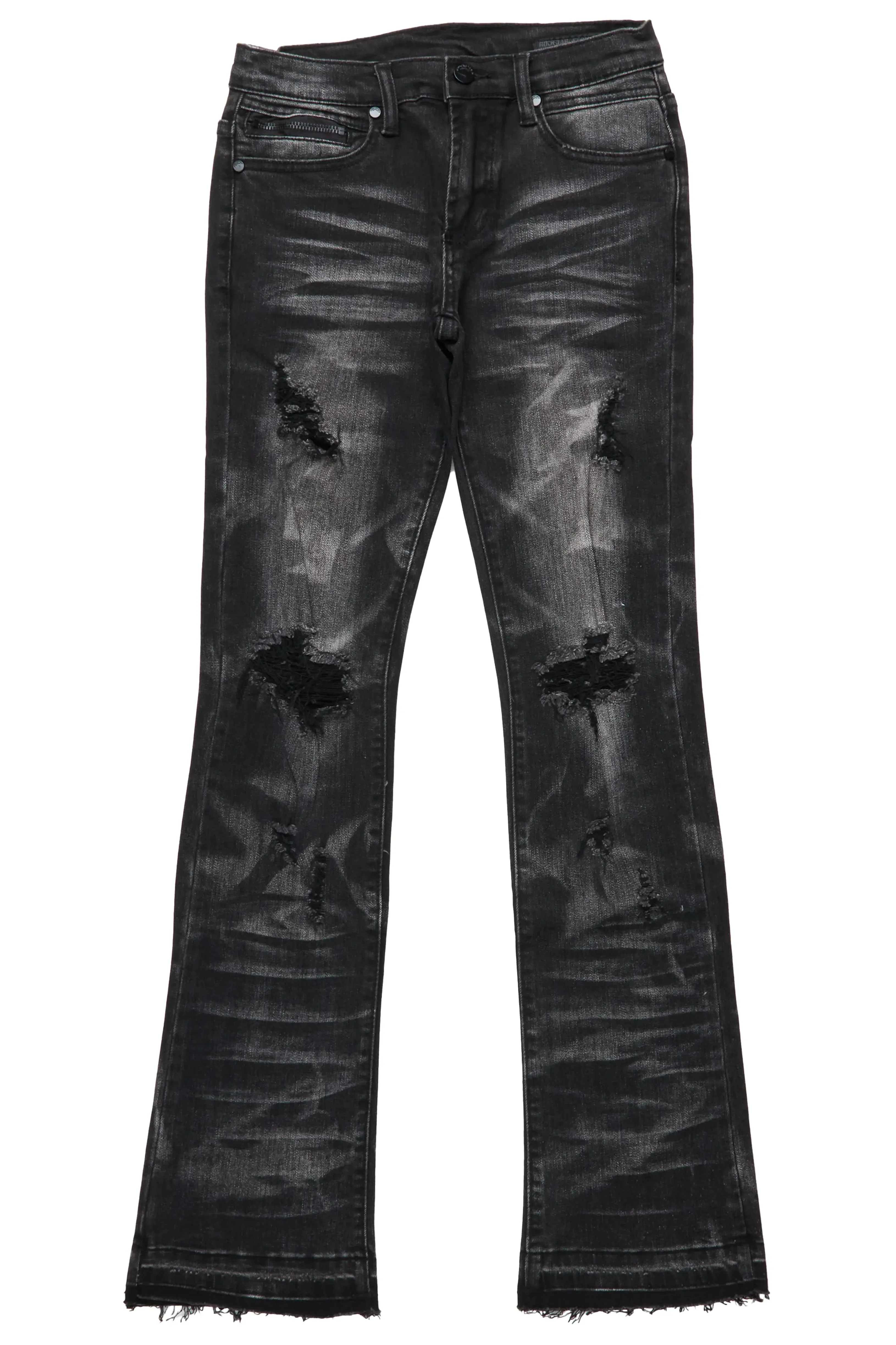 Boys Huxley Dark Grey Super Stacked Flare Jean