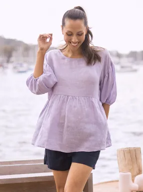 Brigitte Maternity Linen Blouse Top - Lavender