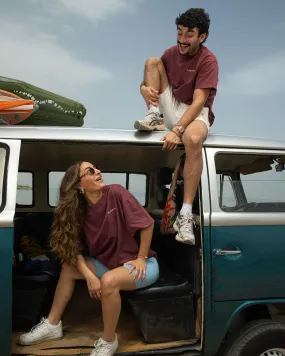 Burgundy Acid Washed Oversized Tee