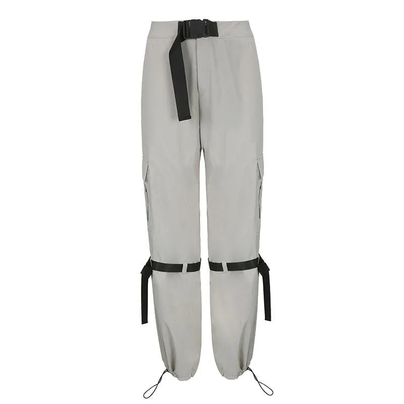 Button contrast drawstring pocket cargo pant