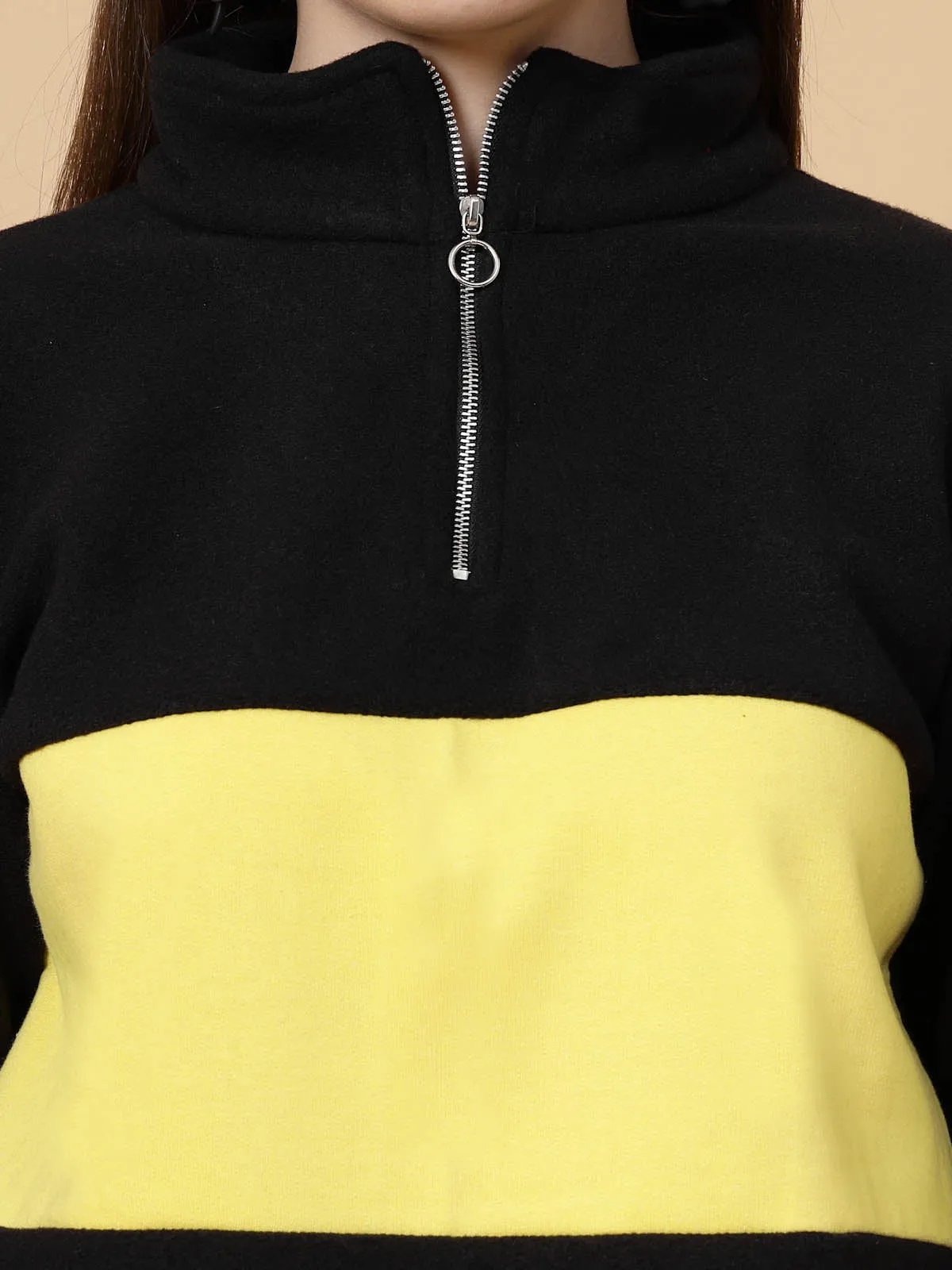 Colorblock High Neck Sweatshirt