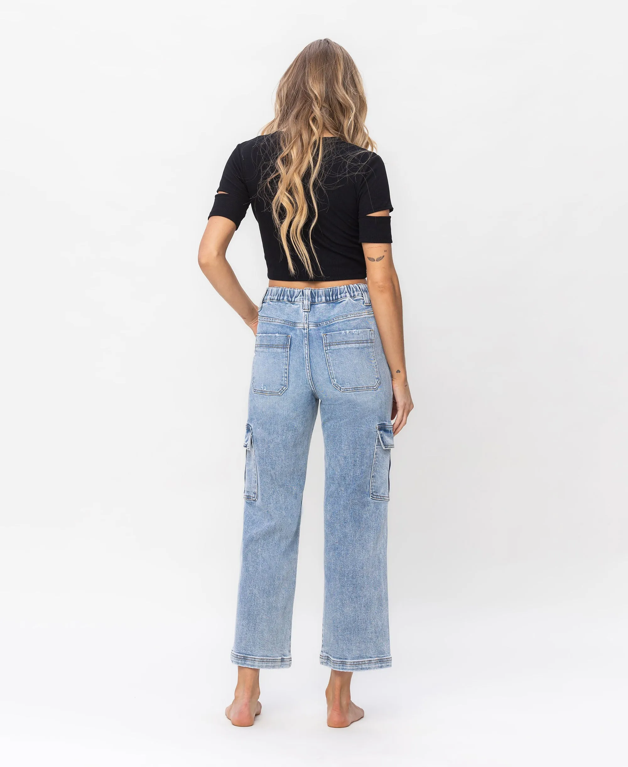 Creative - Super High Rise Cargo Straight Jeans