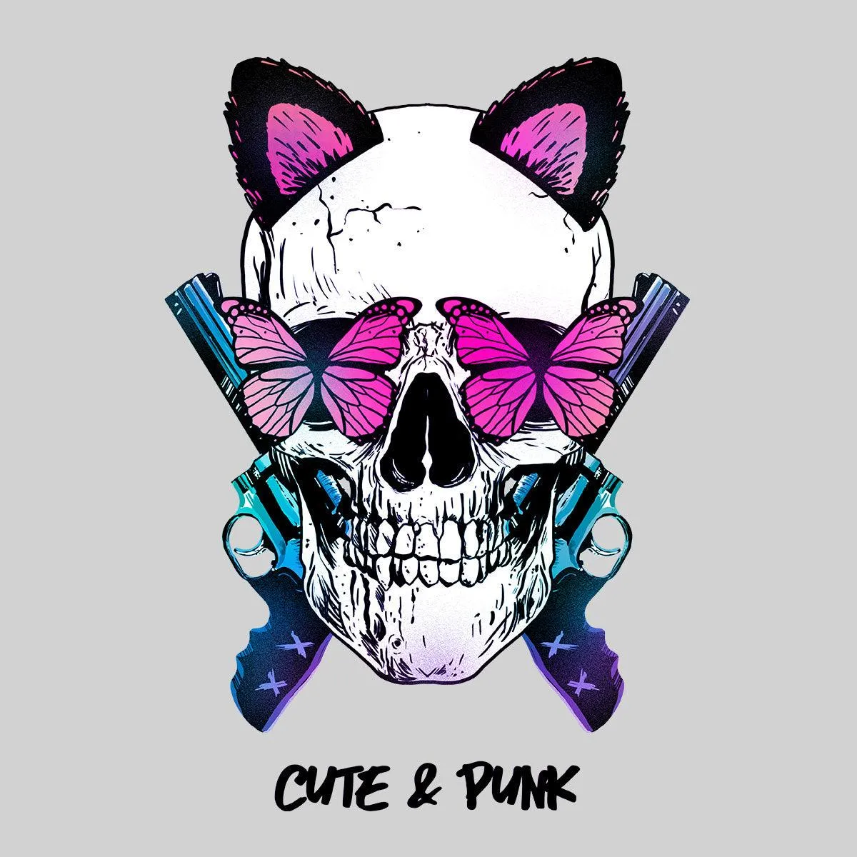 Cute Bunny Ears Skull T-shirts with an Attitude For men and women