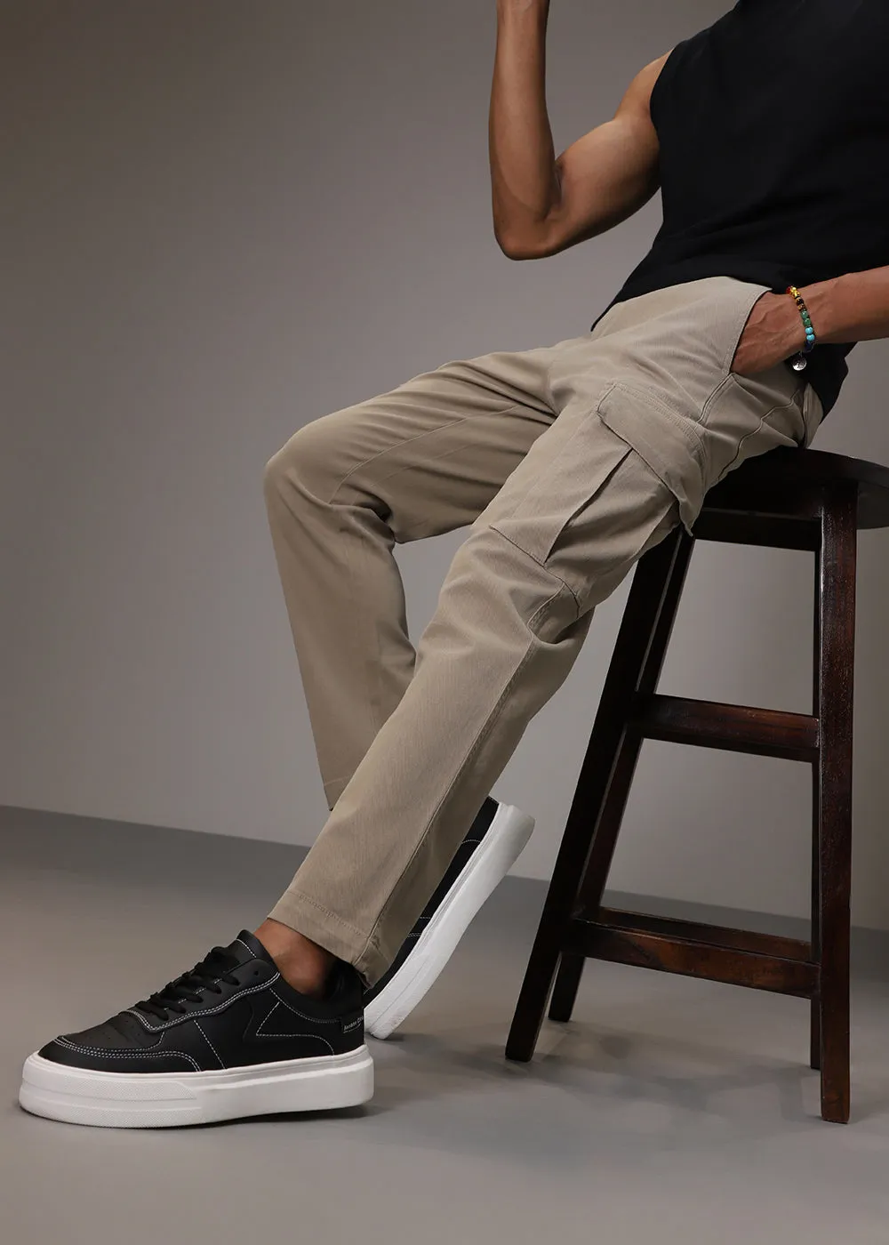 Dark Beige Twill Cargo Pant