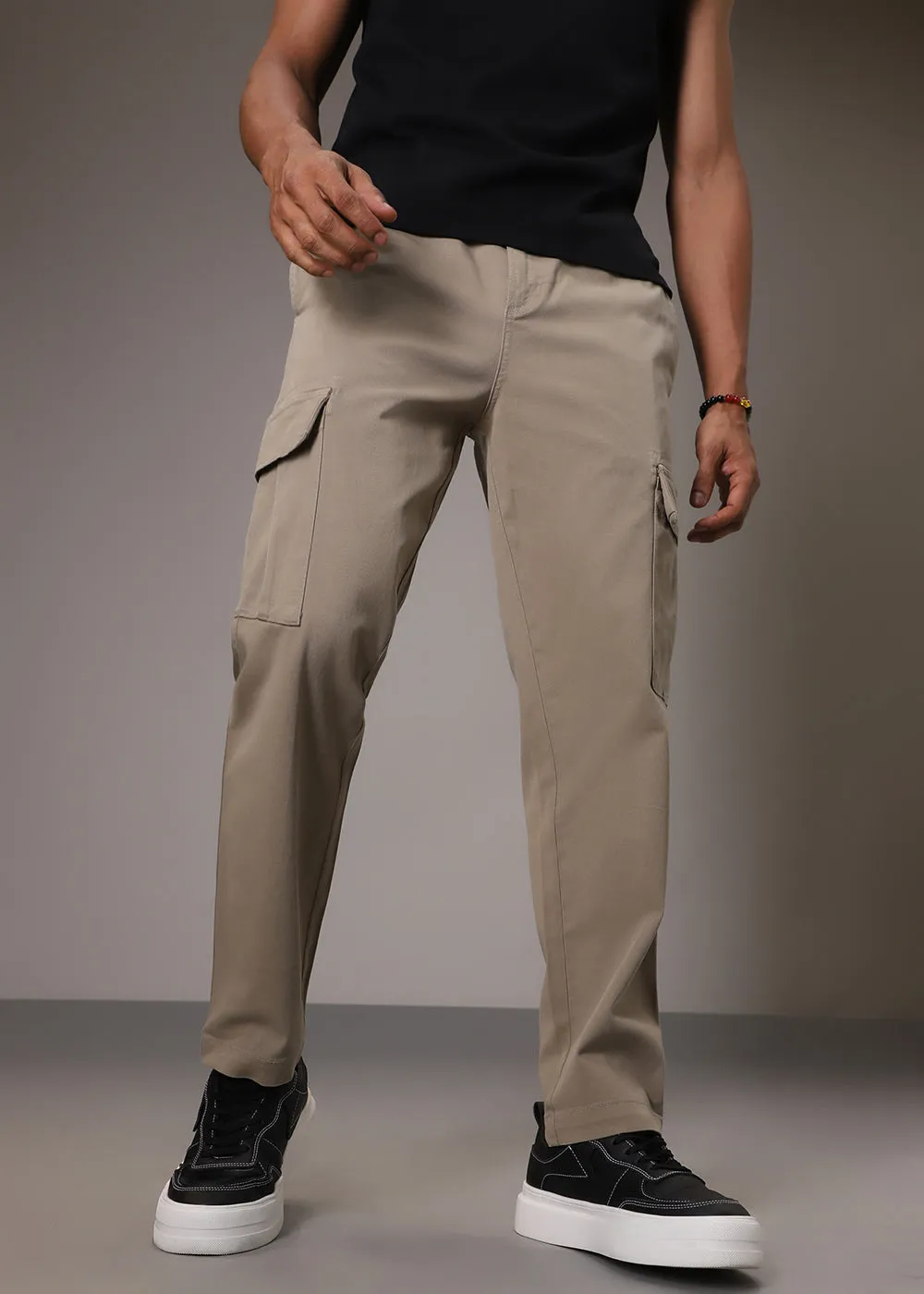 Dark Beige Twill Cargo Pant