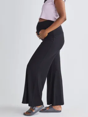 Debra Wide Leg Maternity Bamboo Pants in Black