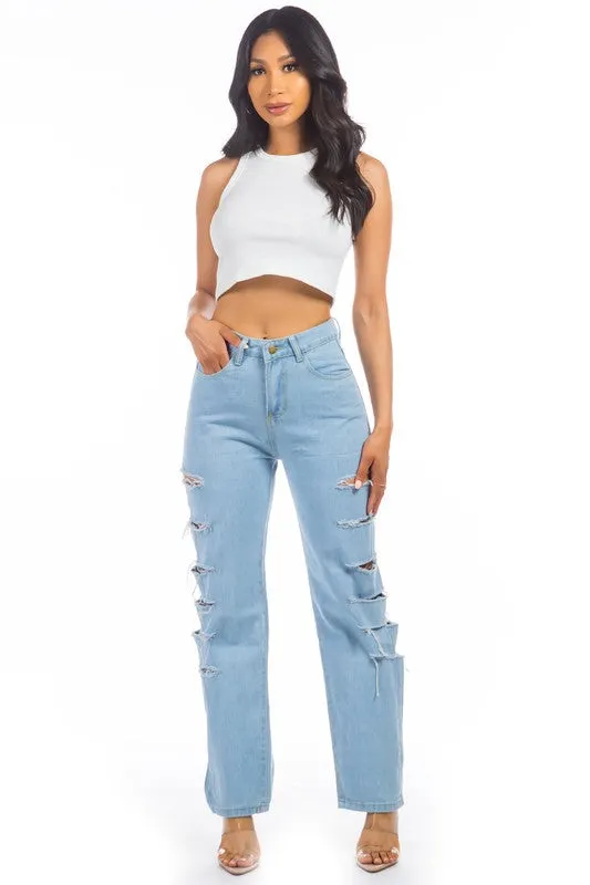 DENIM JEANS MULTI CUT