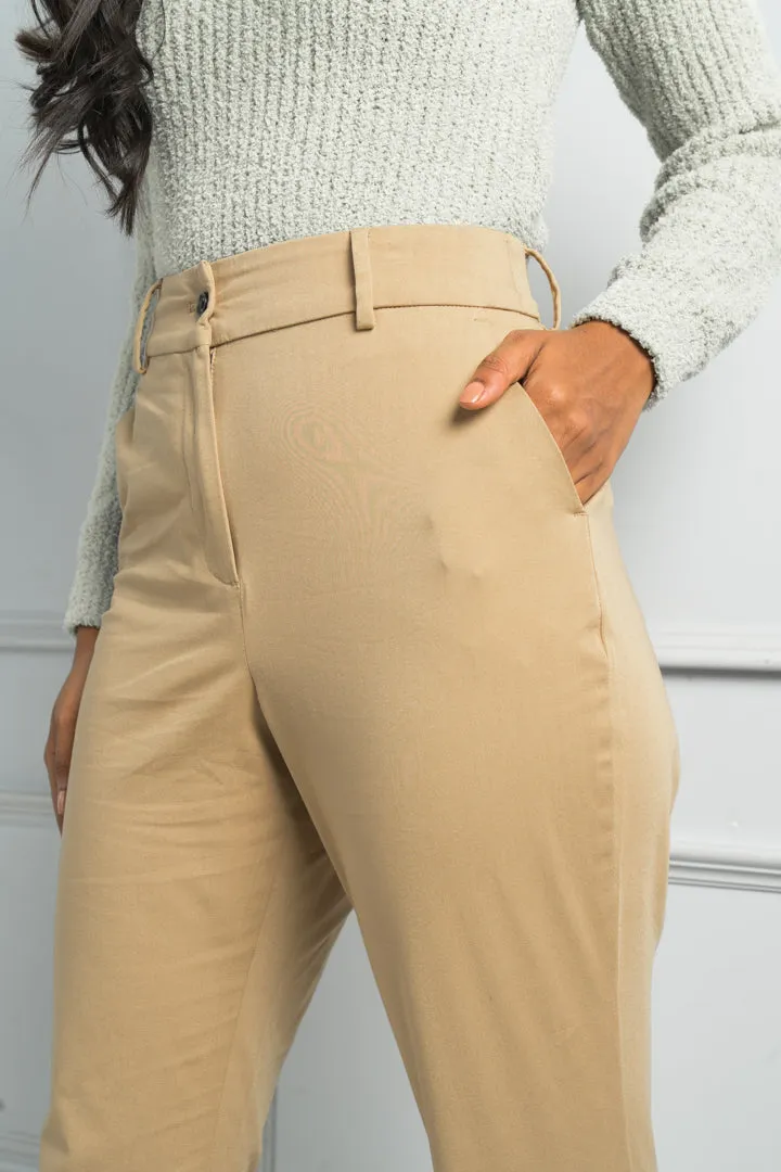 Earth Khaki Stretch Chino Pants - Women