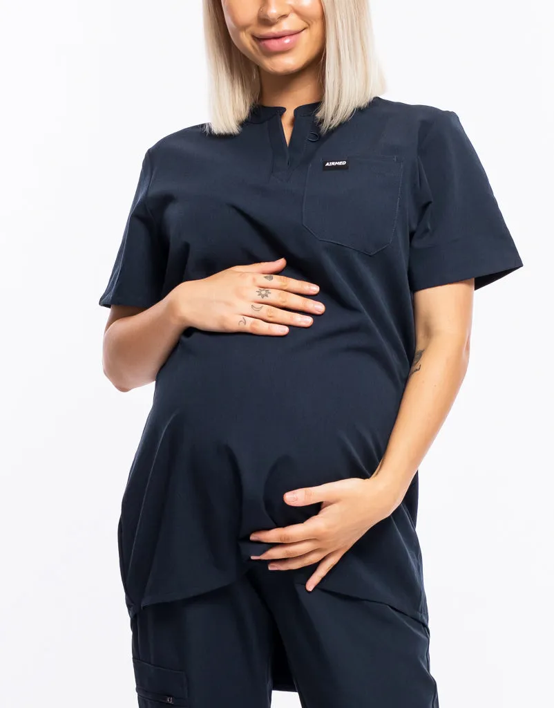 Essential Maternity Scrub Top - Midnight Navy