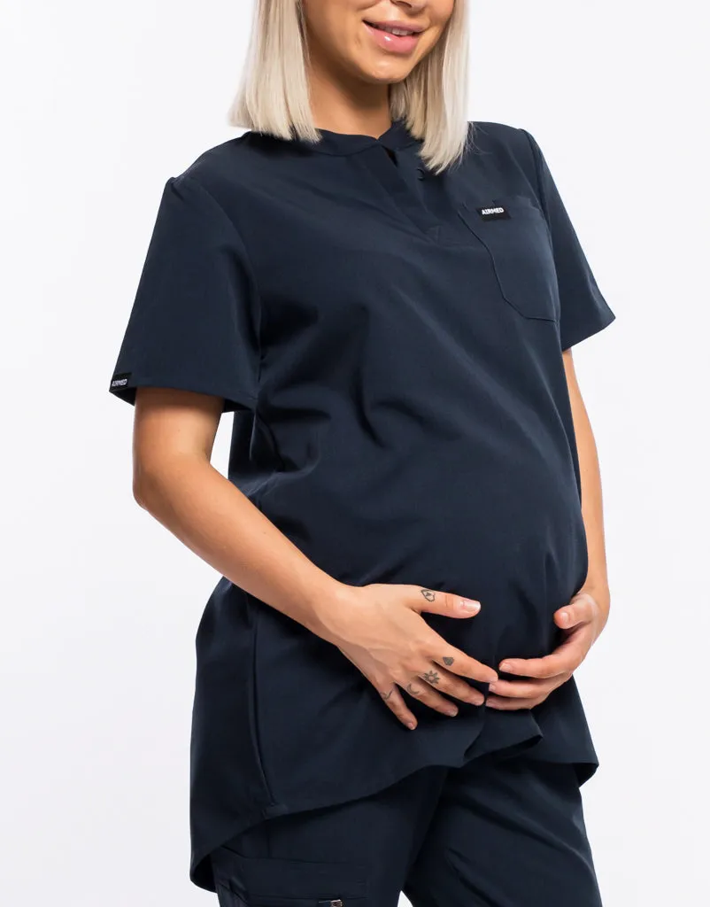 Essential Maternity Scrub Top - Midnight Navy