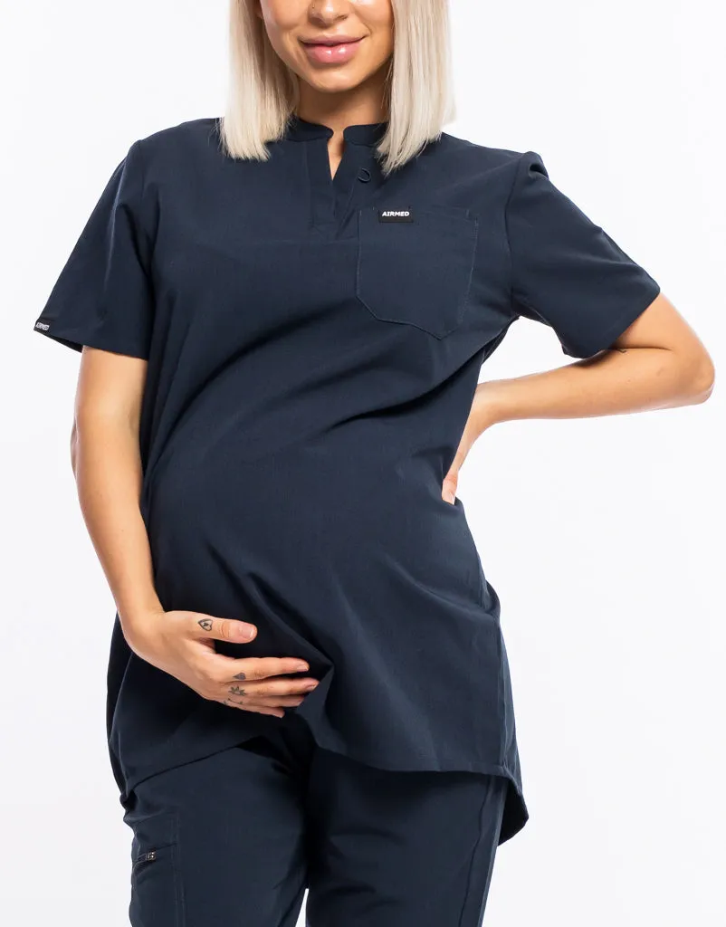 Essential Maternity Scrub Top - Midnight Navy