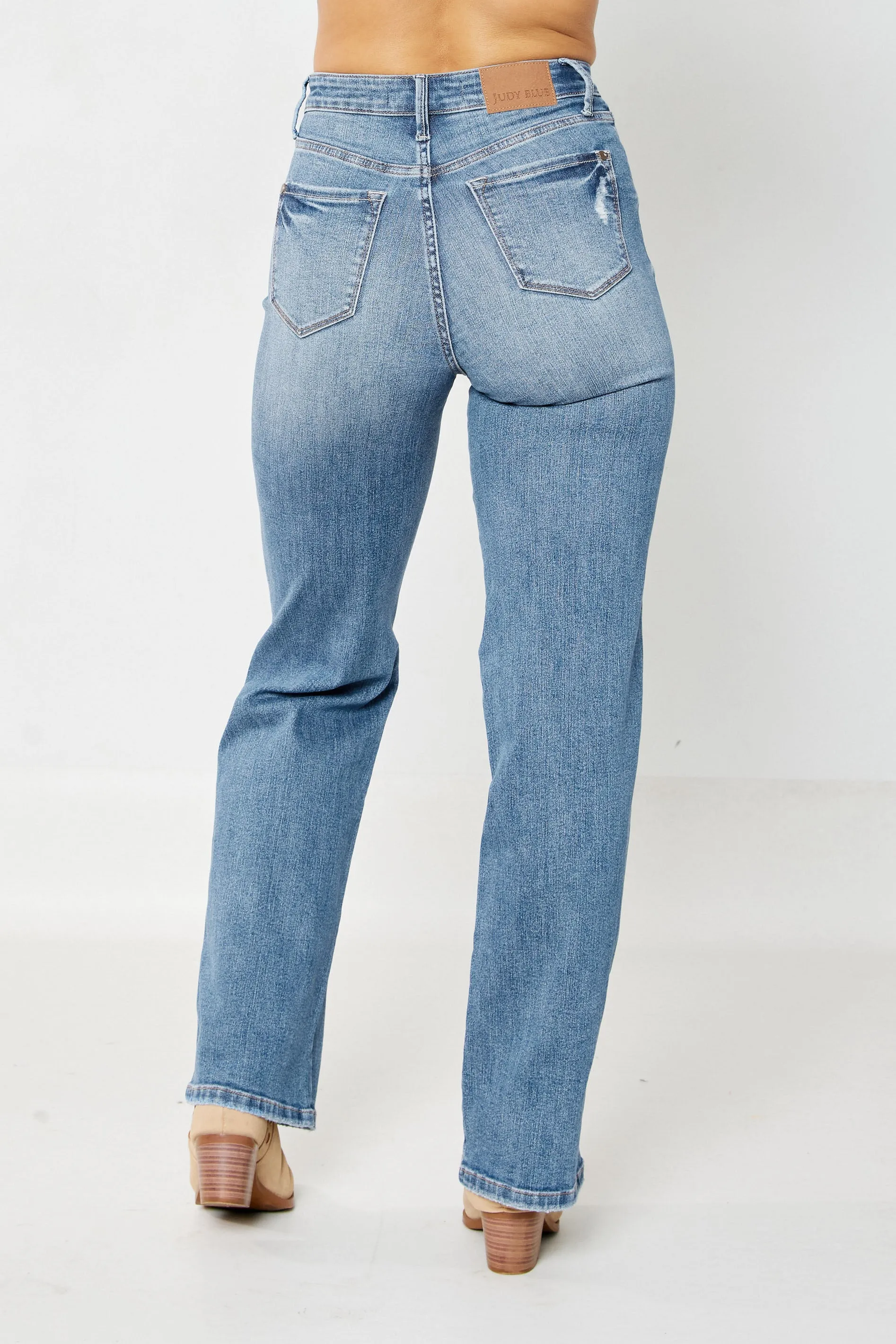 FINAL SALE - Judy Blue Distressed Knee Straight Jeans