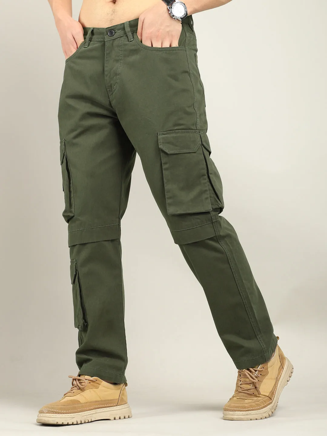 Fire Olive Baggy Fit 8 Pocket Cargo