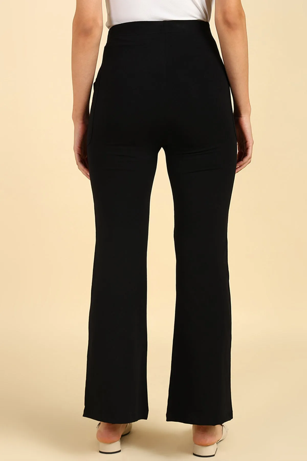 Fit & Flare Cotton Black Maternity Pants (Pregnancy & Postpartum)